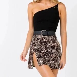 Princess Polly Samira Mini Skirt Womens Size 2 Snakeskin Faux Leather Slit